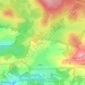Mapa topográfico Höh, altitud, relieve