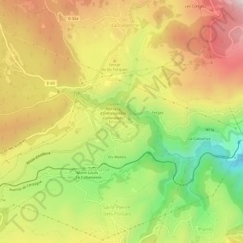 Mapa topográfico Mont-Louis, altitud, relieve