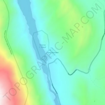Mapa topográfico Puerto Bertrand, altitud, relieve