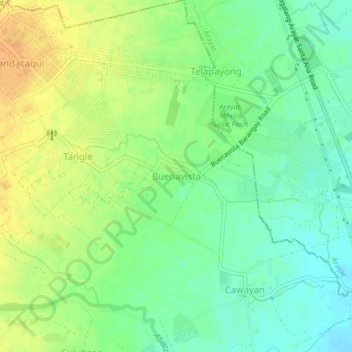 Mapa topográfico Buenavista, altitud, relieve