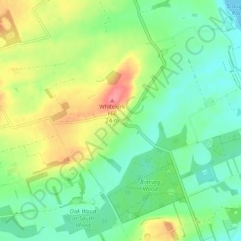 Mapa topográfico Whitekirk, altitud, relieve