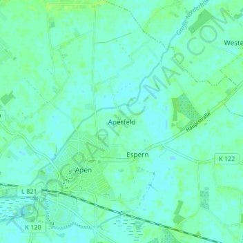 Mapa topográfico Aperfeld, altitud, relieve