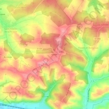 Mapa topográfico Gazeille, altitud, relieve
