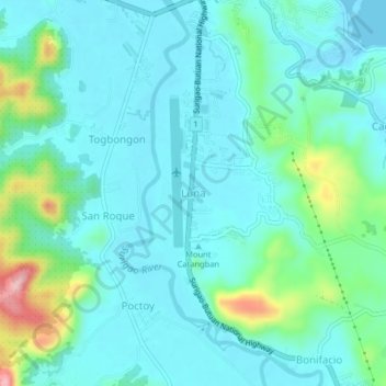 Mapa topográfico Luna, altitud, relieve