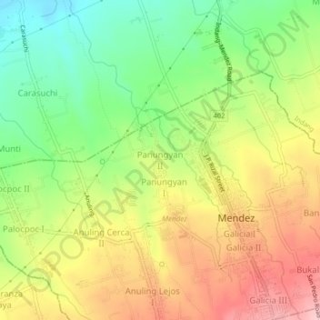 Mapa topográfico Panungyan II, altitud, relieve