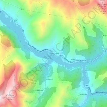 Mapa topográfico Tanes / Tañes, altitud, relieve