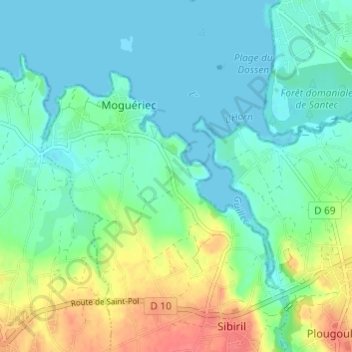 Mapa topográfico Ty Izella, altitud, relieve