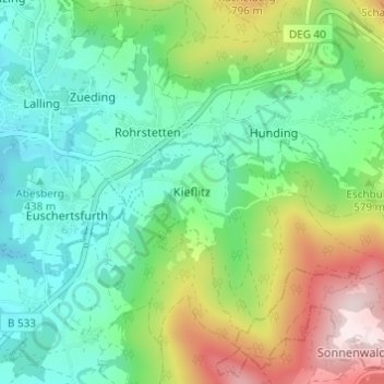 Mapa topográfico Kieflitz, altitud, relieve