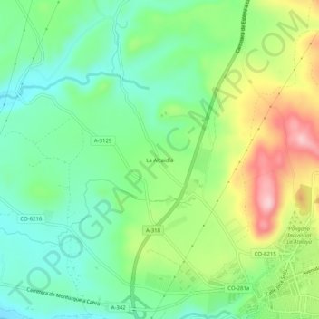 Mapa topográfico La Alcaidía, altitud, relieve