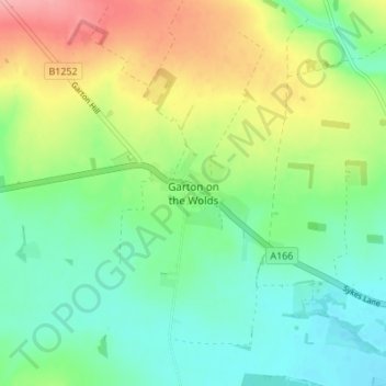 Mapa topográfico Garton on the Wolds, altitud, relieve