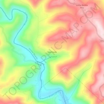 Mapa topográfico Sao Paulo, altitud, relieve