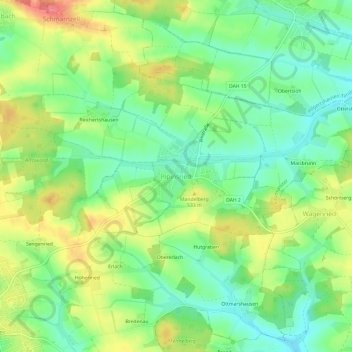 Mapa topográfico Pipinsried, altitud, relieve