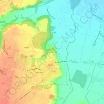 Mapa topográfico Les Casteras, altitud, relieve