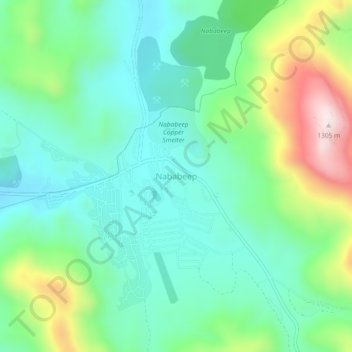 Mapa topográfico Nababeep, altitud, relieve