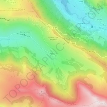 Mapa topográfico Récusset, altitud, relieve