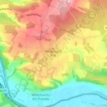 Mapa topográfico Whitchurch Hill, altitud, relieve