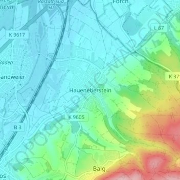 Mapa topográfico Haueneberstein, altitud, relieve