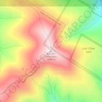 Mapa topográfico Balsam Mountain, altitud, relieve