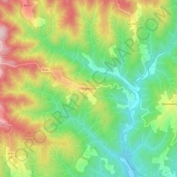 Mapa topográfico Rosennano, altitud, relieve