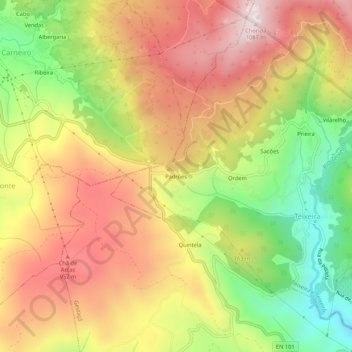 Mapa topográfico Padrões, altitud, relieve