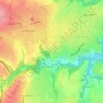Mapa topográfico La Gatolière, altitud, relieve