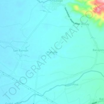 Mapa topográfico Mahaba, altitud, relieve