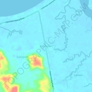 Mapa topográfico Bobolusan, altitud, relieve