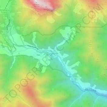 Mapa topográfico Espinama, altitud, relieve