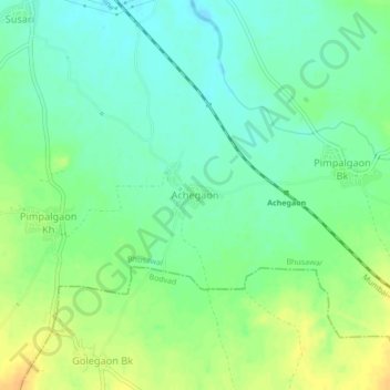 Mapa topográfico Achegaon, altitud, relieve