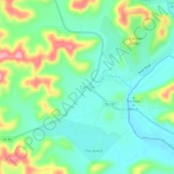 Mapa topográfico Concan, altitud, relieve