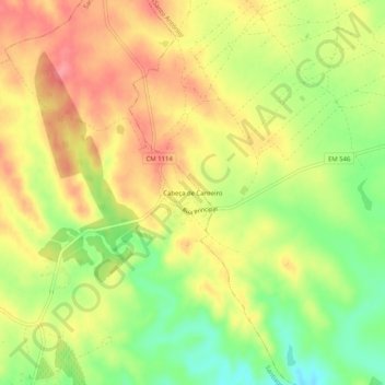 Mapa topográfico Cabeça de Carneiro, altitud, relieve