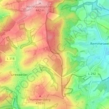 Mapa topográfico Habenichts, altitud, relieve