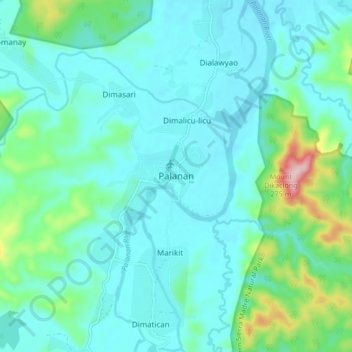 Mapa topográfico Palanan, altitud, relieve