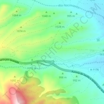 Mapa topográfico Manzanil, altitud, relieve