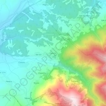 Mapa topográfico Espinho, altitud, relieve