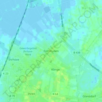 Mapa topográfico Folmhusen, altitud, relieve