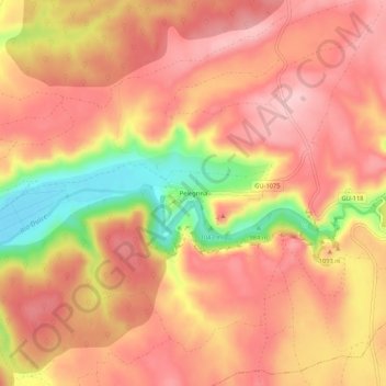 Mapa topográfico Pelegrina, altitud, relieve
