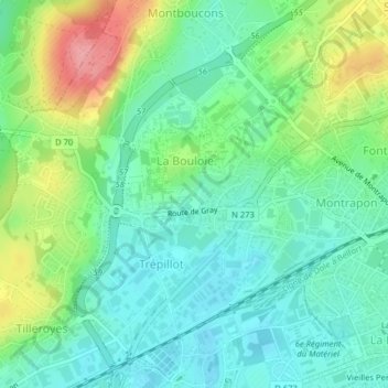 Mapa topográfico Armoise pontique, altitud, relieve