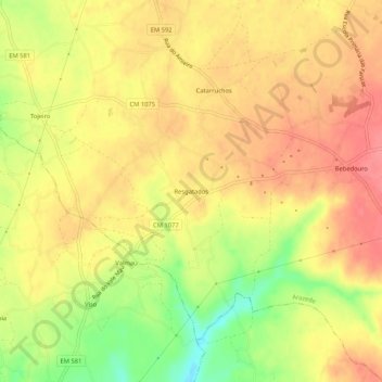 Mapa topográfico Resgatados, altitud, relieve