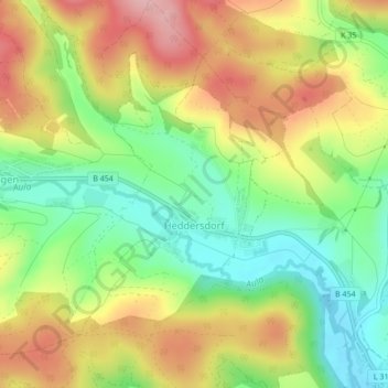 Mapa topográfico Heddersdorf, altitud, relieve