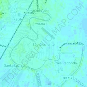 Mapa topográfico São Clemente, altitud, relieve