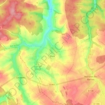 Mapa topográfico Bure, altitud, relieve