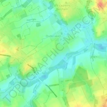 Mapa topográfico Oudenaken, altitud, relieve