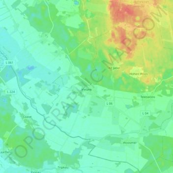 Mapa topográfico Vielank, altitud, relieve