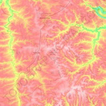 Mapa topográfico Тербунский район, altitud, relieve