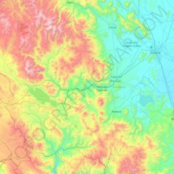 Mapa topográfico San Román, altitud, relieve