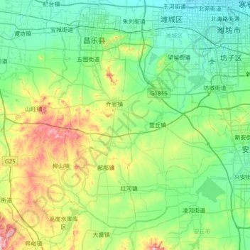 Mapa topográfico 昌乐县, altitud, relieve