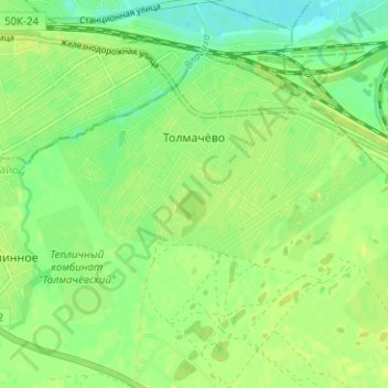 Mapa topográfico Толмачёво, altitud, relieve