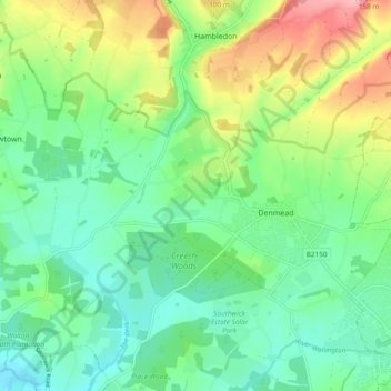 Mapa topográfico Denmead, altitud, relieve