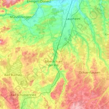 Mapa topográfico Riß, altitud, relieve